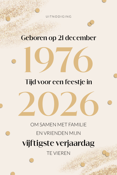 Hippe uitnodiging 50 jaar sarah abraham met jaartal