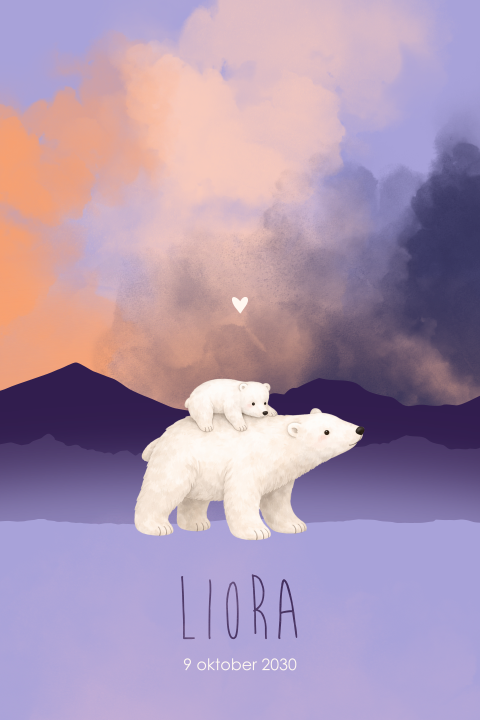 Dieren geboortekaartje voor een meisje met ijsberen