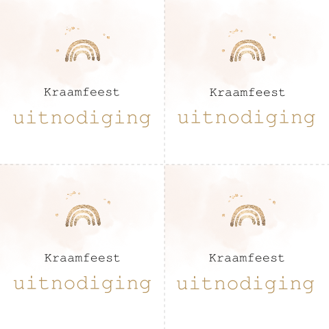 DIY kraamfeest uitnodiging minikaartjes met aquarel en regenboog