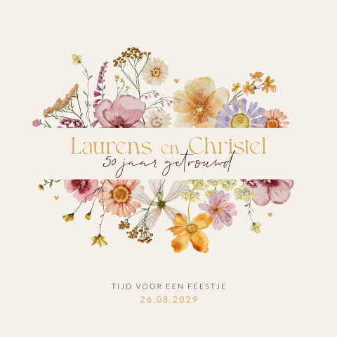 Bloemen uitnodiging 50 jaar getrouwd