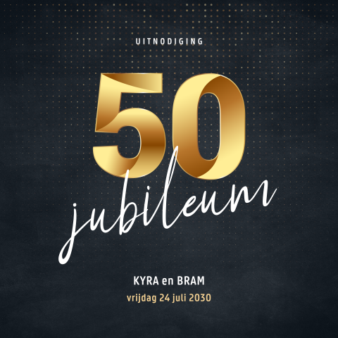 Uitnodiging 50-jarig huwelijksjubileum met goudlook cijfers