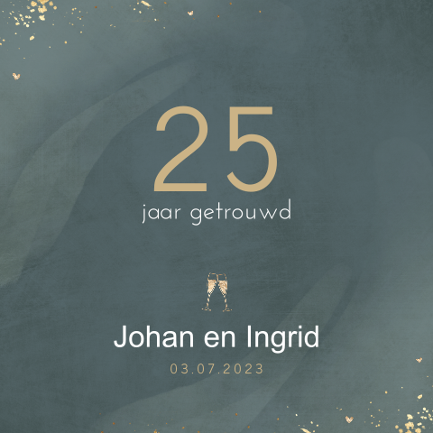 Rustige jubileumkaart met champagne glazen