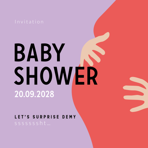 Vrolijke babyshower uitnodiging met illustratie buik