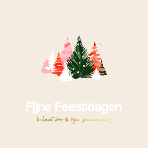 Hippe zakelijke kerstkaart met aquarel kerstbomen en folie
