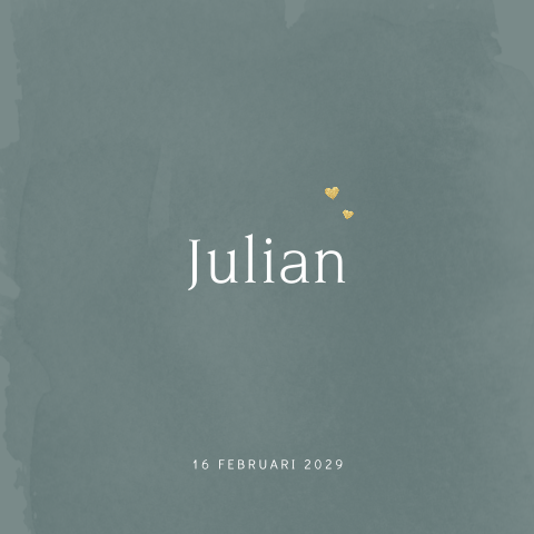 Basic groen jongens geboortekaartje met hartje