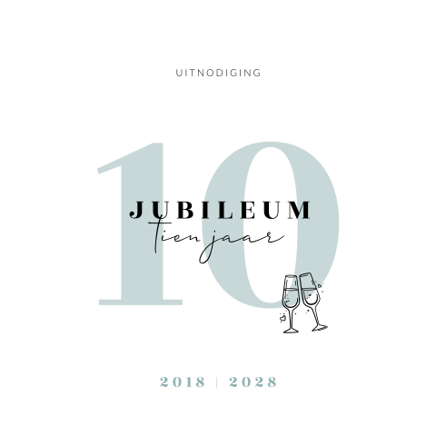 Zakelijke jubileumuitnodiging 10 jaar met champagne