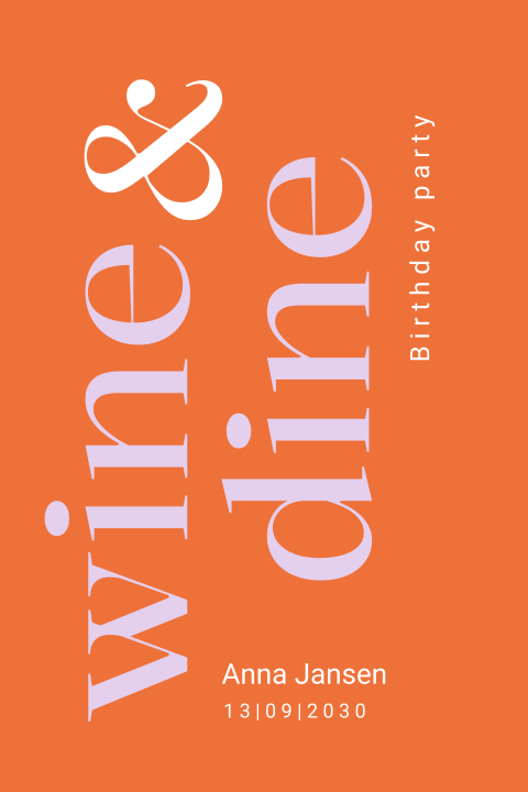 Uitnodiging verjaardag met wine & dine thema
