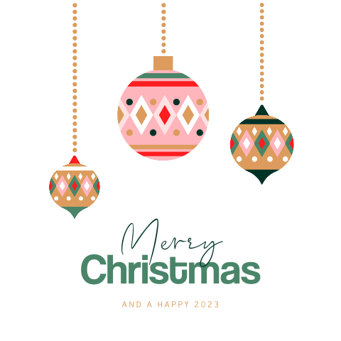 Zakelijke kerstkaart met kerstballen