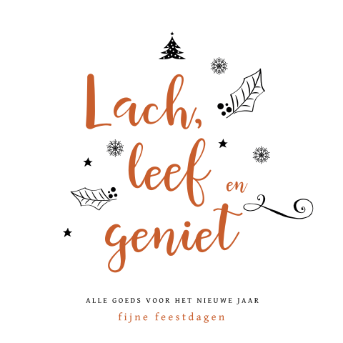 Kerstkaart "Lach, leef en geniet"