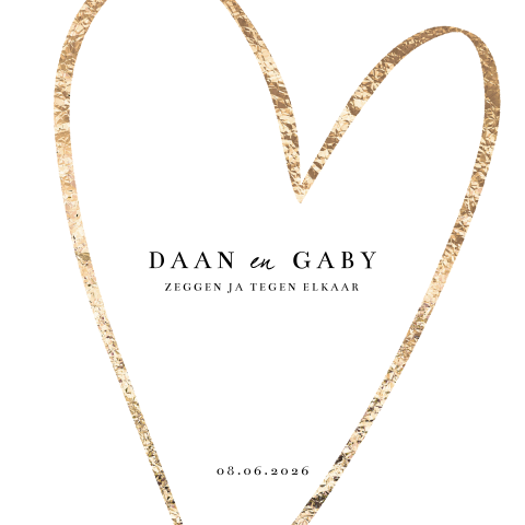 Cleane basic trouwkaart met gouden hart