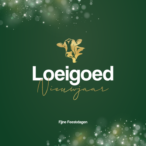 Loeigoed nieuwjaar zakelijke kerstkaart met koe