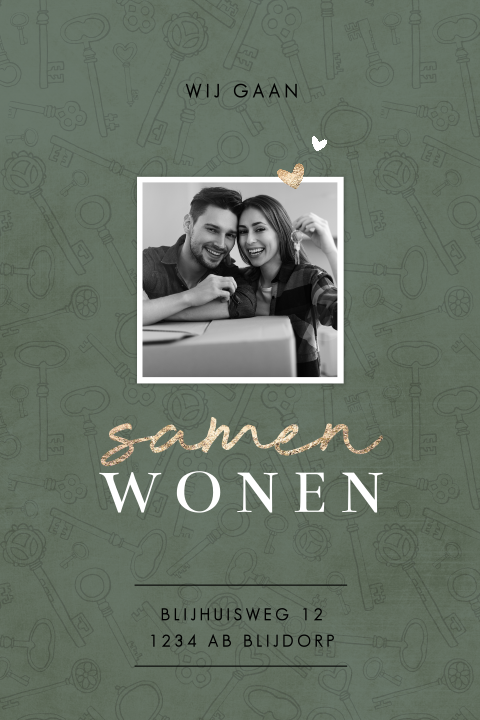 Verhuiskaart samenwonen met foto en sleutel patroon