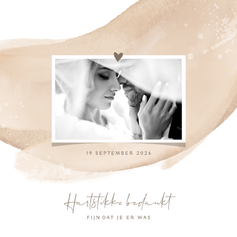 Foto bedankkaart met ronde hoeken en aquarel veeg