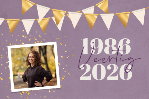 Veertig jaar uitnodiging verjaardag met foto en slingers