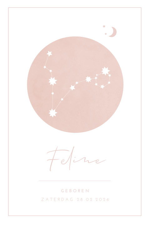 Geboortekaartje sterrenbeeld Vissen met sterren en maan
