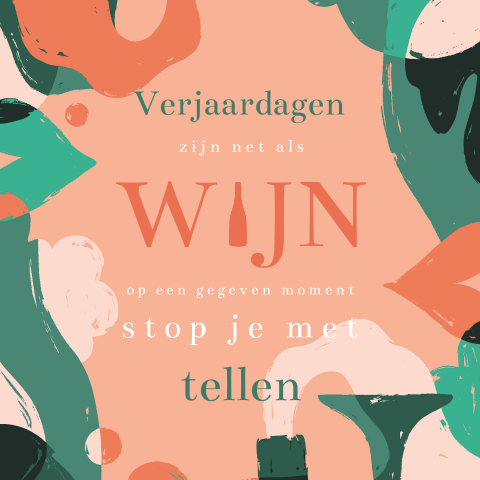Verjaardagskaart vrouw wijn tellen