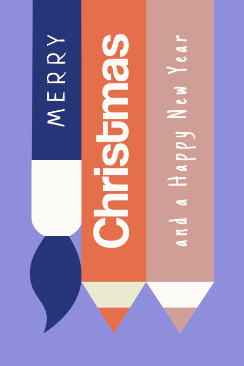 Strakke zakelijke kerstkaart onderwijs met potlood en penseel