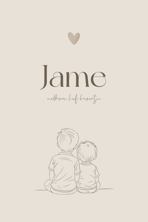 Geboortekaartje voor een jongen met hoogglans en lijntekening