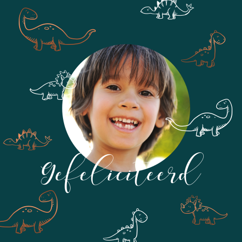 Dino verjaardagskaart voor een jongen met foto