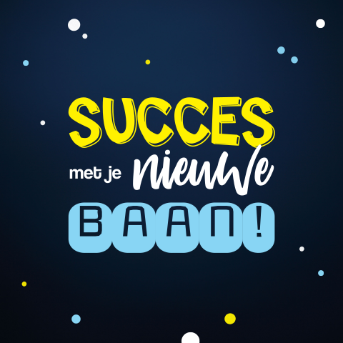 Wenskaart felicitatie succes met je nieuwe baan met stippen