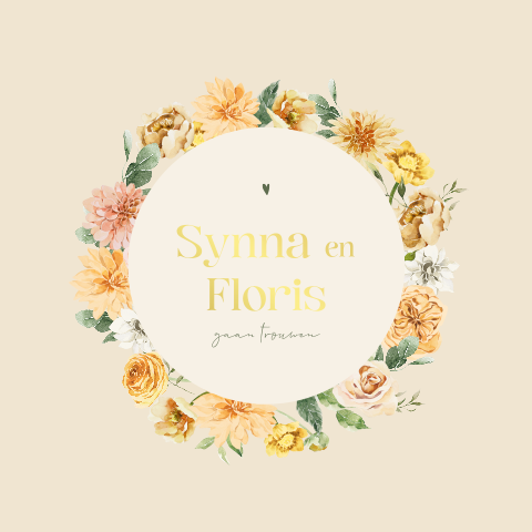 Luxe trouwkaart met bloemenkader