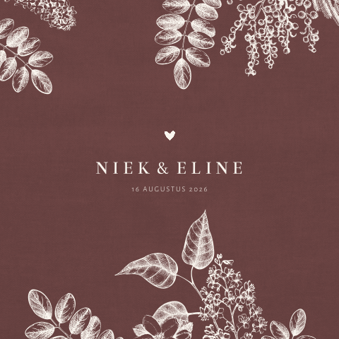 Rustige trouwkaart met bloemen