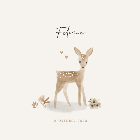 Lief herfst geboortekaartje met hertje