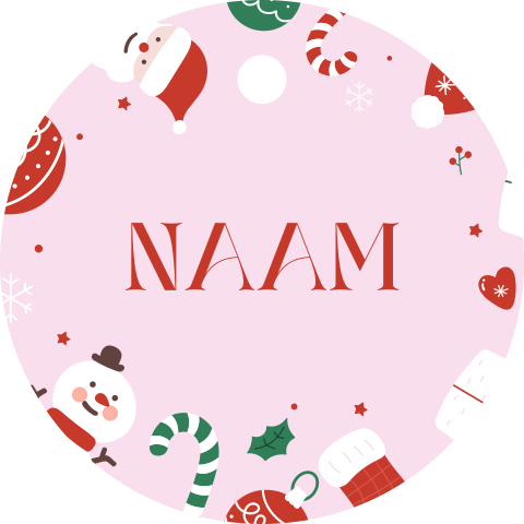 Kerst label met vrolijke kerstman en sneeuwpop (per 16 stuks)