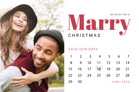 Foto Save the Date kerstkaart met kalender