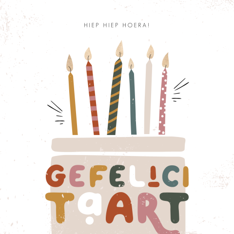 Gefelicitaart kaart met feestelijke verjaardagstaart