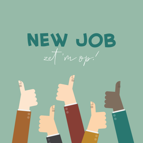New job wenskaart thumbs up