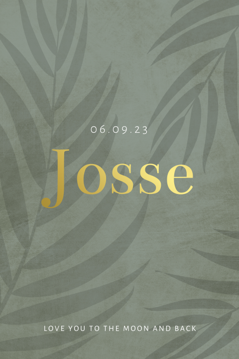 Goudfolie jongenskaartje met takjes