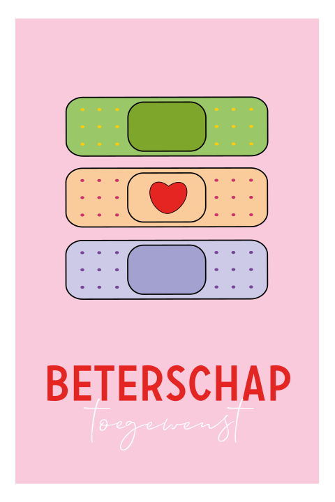 Beterschap wenskaart met pleisters
