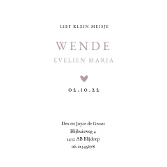 Rustig geboortekaartje meisje met silhouet