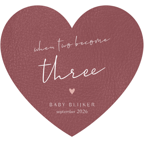 Hart vorm zwangerschapsaankondiging met When two become three