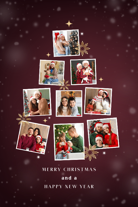 Foto kerstkaart met kerstboom en kerstster