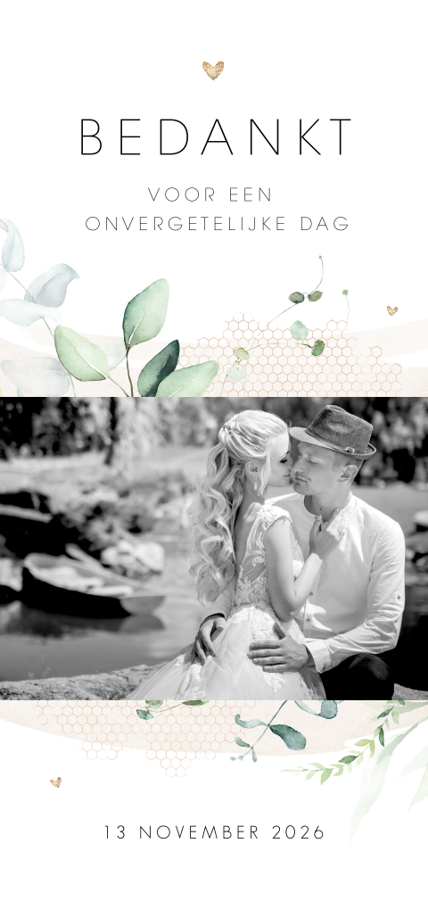 Stijlvolle bedankkaart Classic Botanic met foto