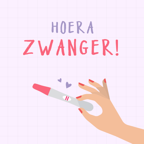 Hoera zwanger wenskaart positieve zwangerschapstest
