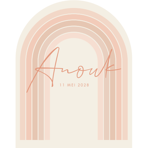 Meisjes geboortekaartje in bijzondere vorm met regenboog