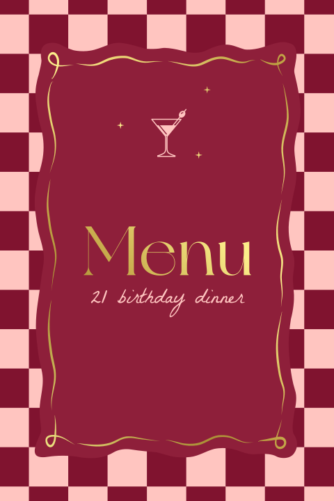 Menukaart 21 diner cocktail met foliedruk