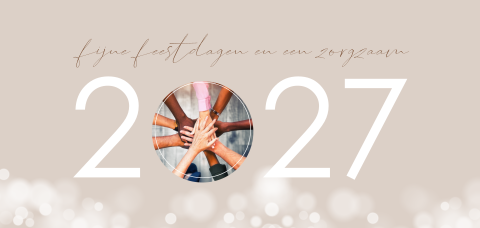 Zakelijke kerstkaart voor de zorg met jaartal 2027 en foto
