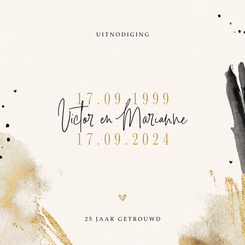 Moderne 25 jaar getrouwd uitnodiging met aquarel vegen