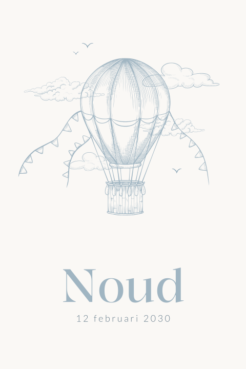 Geboortekaartje jongen met luchtballon