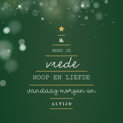 Christelijke kerstkaart met Vrede Hoop Liefde