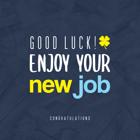 Good luck new job wenskaart typografisch