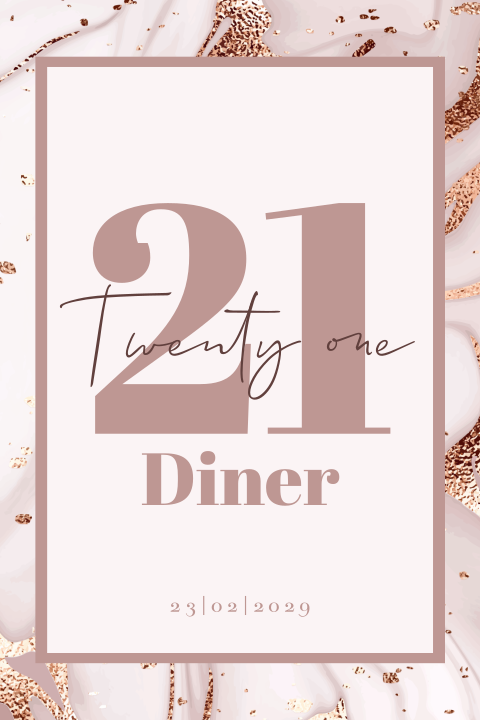 21 diner uitnodiging met marmerlook
