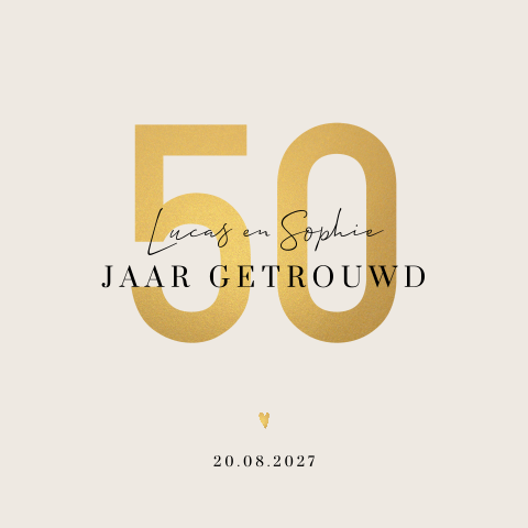 Rustige stijlvolle jubileum uitnodiging 50 jaar getrouwd