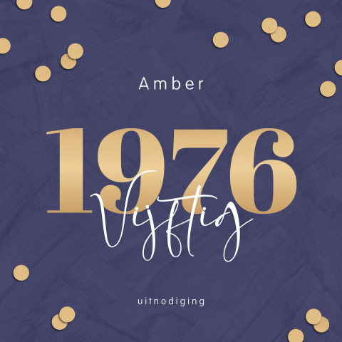 Goudlook 50 jaar uitnodiging verjaardag met confetti