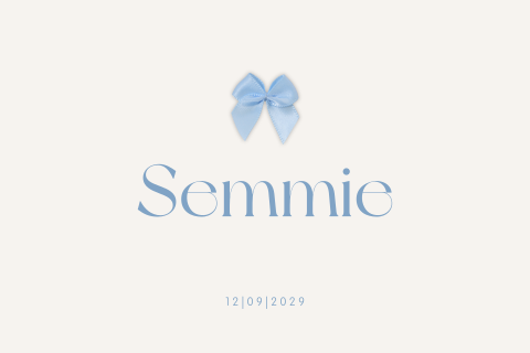 Lief basic geboortekaartje voor een jongen met echt strikje