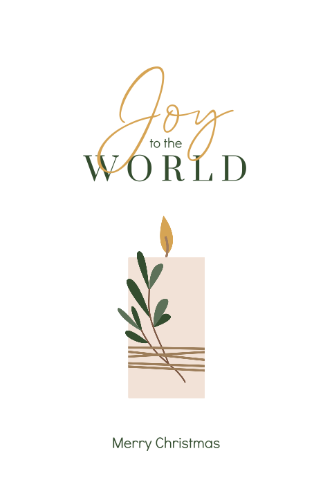 Christelijke kerstkaart joy to the world kerstkaars